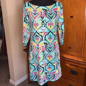 Soybu Blue Printed Dress With 3/4 Sleeve